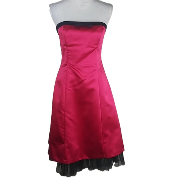 Faviana New York Pink Faux Bow Bodice  Strapless Zipper Back Semi Formal Dress - Picture 1 of 9